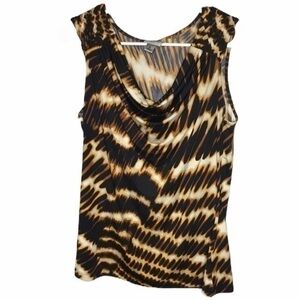 WORTHINGTON Stretch waterfall black sleeveless top